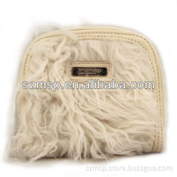 White washable fur pu material ladies wallet